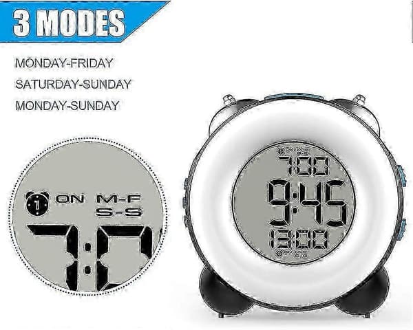 Loud alarm clock for heavy sleepers - Dual alarms with snooze function (Blue edition)