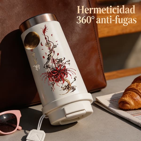 Termisk kaffekopp 500ml Rustfritt stål Vintage Design Hvit White