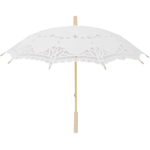 80 cm viktorianskt spetsbroderi bröllopsparaply, brudparasoll, vit