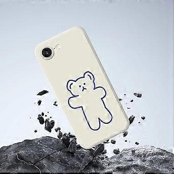 Compatible Case for iPhone 16e, Simple Bear Pattern, Straight Edge, TPU Back (Beige)