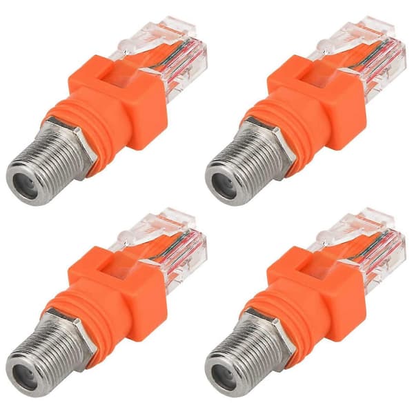 Koaksial til Ethernet-adapter, 4-pak RF F-hun til RJ45-han konverter til tester {Db} Orange Orange