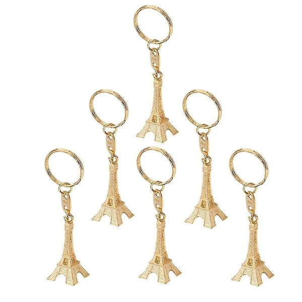 12 st vintage nøgleringe Eiffeltårnet nøglering mini charm (guld)