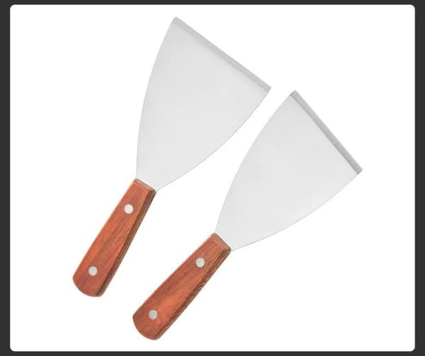 Grill Spatula Set om 3, Rostfri Stål Grillskrapa för Flat Top Teppanyaki BBQ, Mångsidig Degskrapa