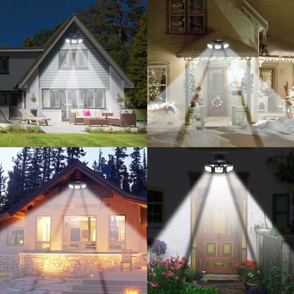 Solar Security Light with Motion Sensor, Powerful Outdoor Wall Spotlight with 3 Heads, 550 lm