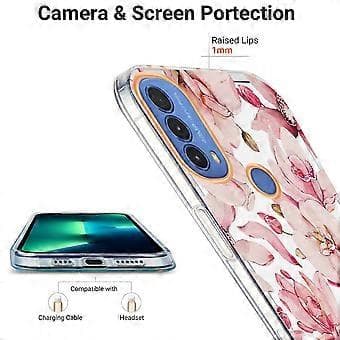 Blomster TPU-etui til Motorola Moto E20 / E30 / E40 (Pink Gardenia)