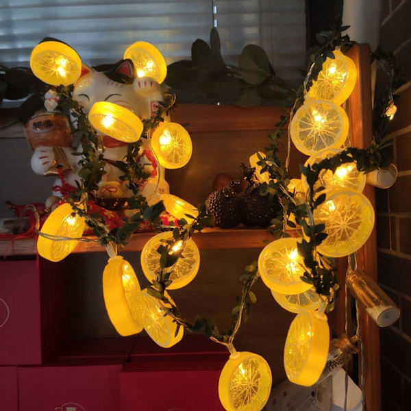 Citronformede lyskæder, 3 meter 20 LED, fe-natlys til