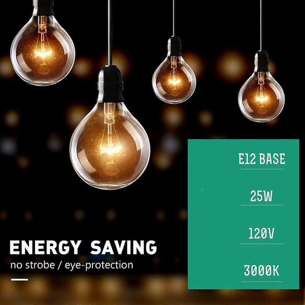 Uonlytech 5 stk duftvoks diffuserlampe E12 25W dimbar 120V G50 klar globepære[LD] Transparent Transparent