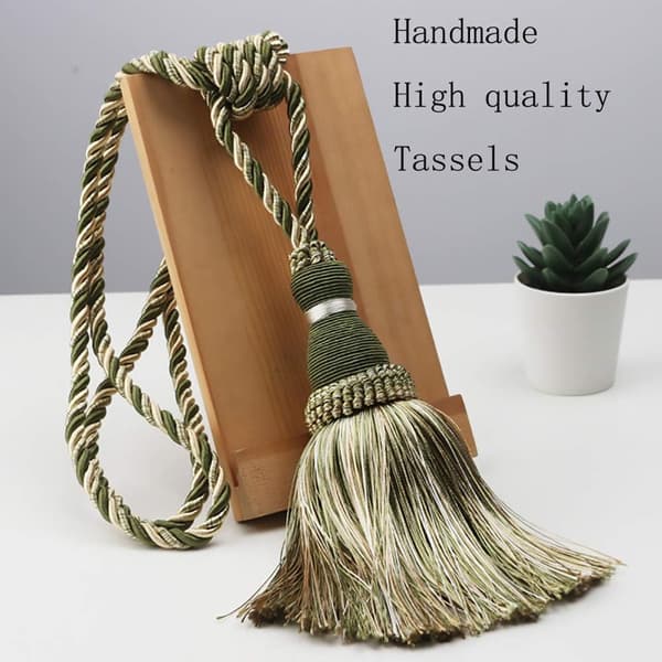 Decorative Curtain Tiebacks Handmade Elegant Knot Tassel Hanging Rope Curtains (Beige, 2pcs)