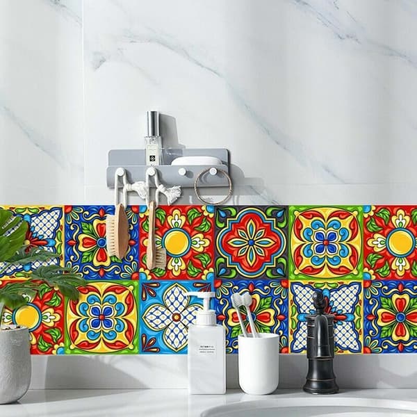 Tile Stickers Kitchen Backsplash 3D Self-Adhesive Mosaic Room Peel and Stick -10X10Cm