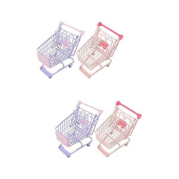 Miniatyr handlevognleke for oppbevaring og dekorasjon, 4-delt sett