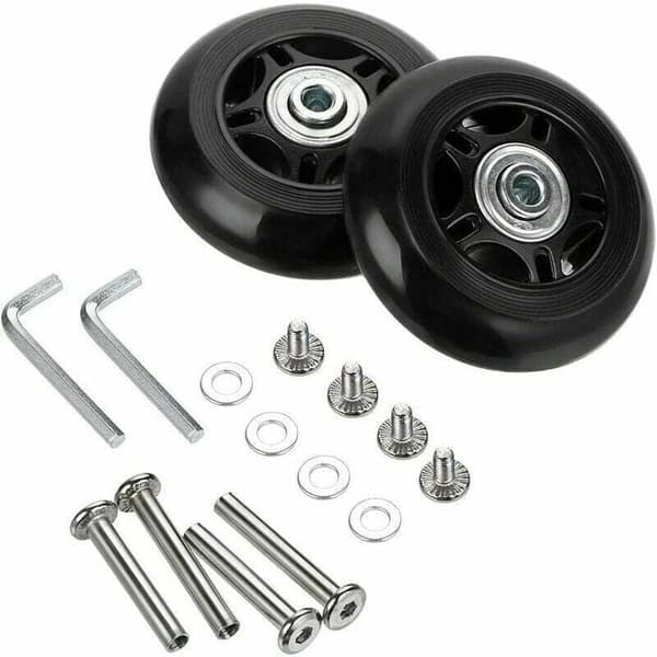 2-pack Universal Replacement Wheels for Suitcase 40mm x 18mm, Black - Compatible with Most Luggage Brands