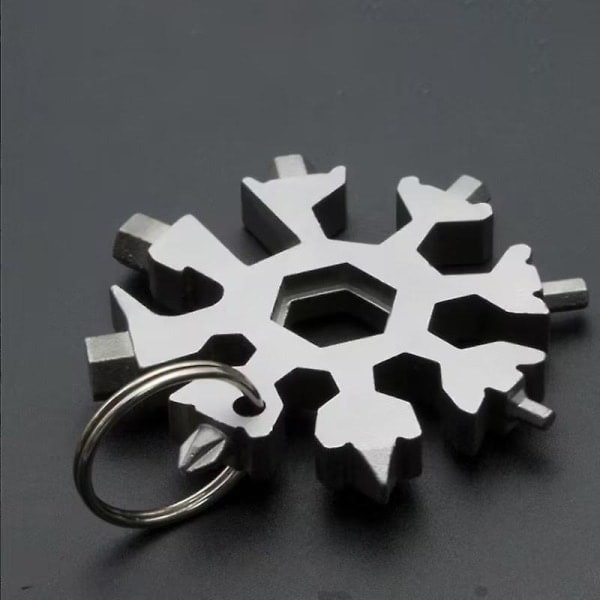 18-i-1 Snöflinga Multiverktyg, Rostfritt Stål Handy Snowflake Skiftnyckel (2-pack, Silver)