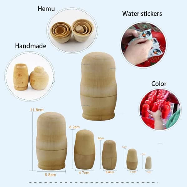 Matryoshka Doll Stylish Nesting Doll 5-piece Nesting Doll, Handmade Wooden Nesting Doll