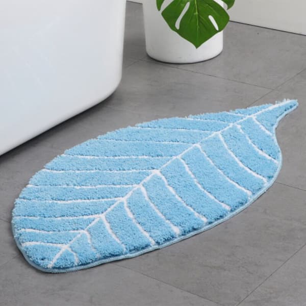Sød dørmåtte til børn - Absorberende mikrofiber badeværelsesmåtte hoveddørsmåtte gulvmåtte lysebrun bladformet måtte
