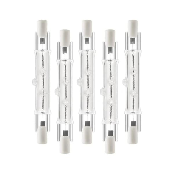 5-pack R7s 118mm 300W 230V, R7s Halogen Linear Bulb, Dimmable Halogen Lamp for Construction