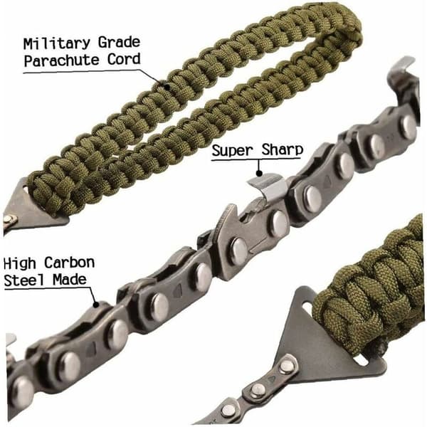 Pocket Chainsaw Hand Foldable Chain Paracord Handle Foldable Outdoor Tool Schedule 3/8 Thin Tooth 34 Section 11 Saw Tooth, Paracord Handle