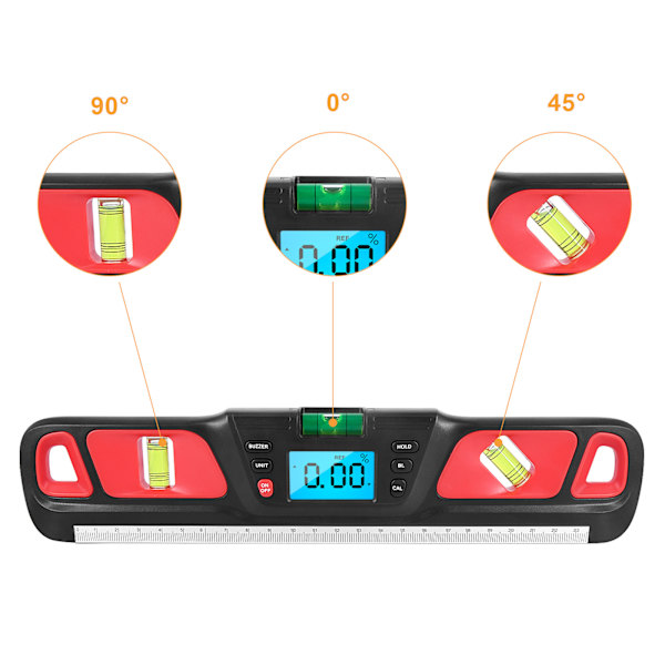 Digital Inclinometer - Red Digital Level Angle Meter