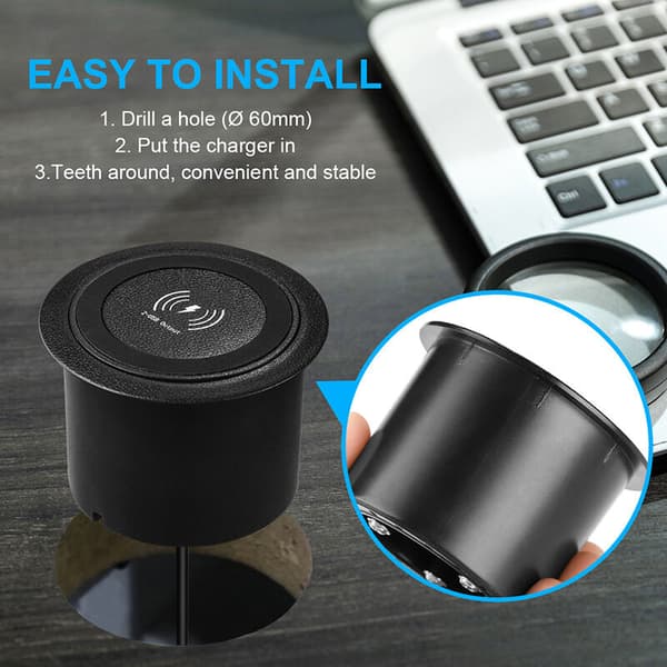 Innebygd pop-up skrivebordslader med USB-port