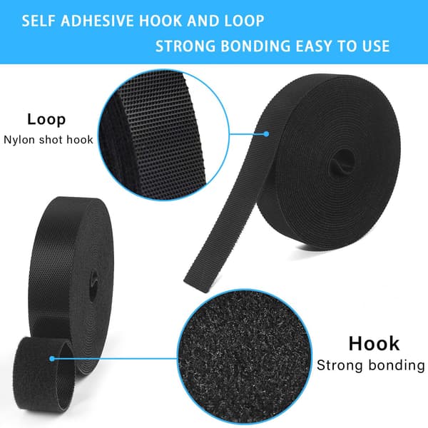 5m×20mm Genanvendelige Nylon Kabelbindere, Sorte Cykelkabelbindere, Kabelbindere, Kabelbindere til Hjem og Kontor.