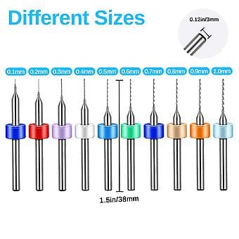 50 pcs Carbide Micro Drill Bit Set 0.1-1.0mm PCB Drill for CNC Engraving