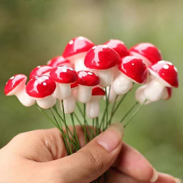 30 Pcs Mushrooms Miniatures Polished Precisely Detailed Polystyrene Styrofoam Micro Landscape Artificial Mushroom for Home