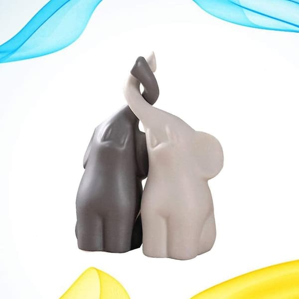1 Pair Magnet Elephant Couple Figurines Ceramic Elephant Miniature Desktop Elephant Couple Statue