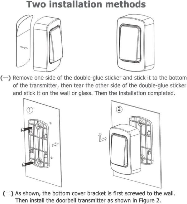 Wireless Self-Powered Doorbell, No Batteries, 200m Range, 38 Ringtones, White (Easy Installation)-FA-