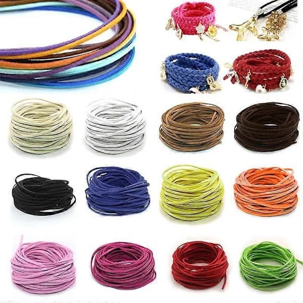 5 stk DIY Armbånd Tråd Snor Læder 3mm 1M Ruskind Smykker sort sort