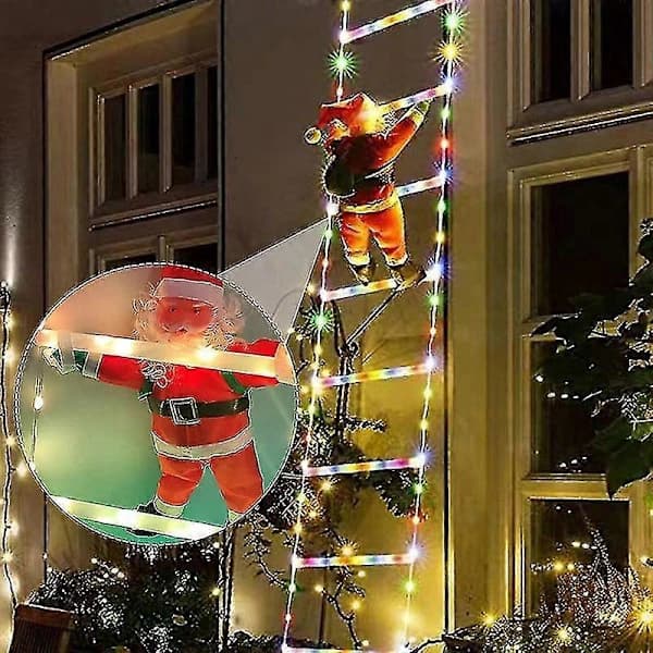 150 cm Climbing Santa Claus on Ladder with LED Lights & Remote Control