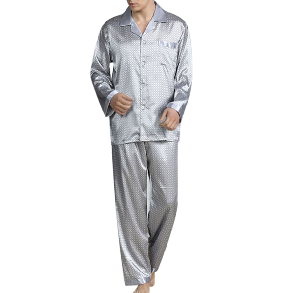 ydance Herr Casual Pyjamas Set Homewear T-shirt Byxor Pyjamas Loungewear, Färg: Grå, Storlek: L