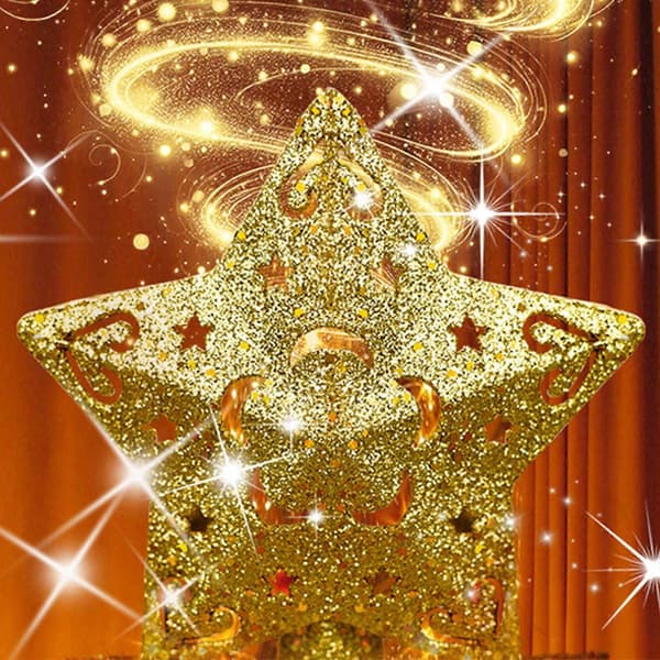 Juletrestjerne med Lys 3D Glitter Dynamisk Projeksjon for Julehøytiden Stjerne Star