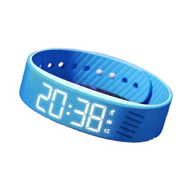 Fitsleeps Tyst Vibrerande Väckarklocka med Blå LED-Display Blå Blue