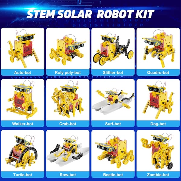 Solcelle-robotsett, robotleker for gutter 7-12 år, guttegave 7-12 år, leker for gutter 7 8 9 10 11 12 år, konstruksjoner PL A
