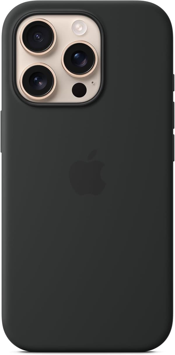 （AZC）Applen silikonikuori MagSafella iPhone 16 Prolle – Musta