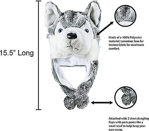 Husky Timber Wolf plysjdyr vinterlue varm vinter (kort) (FMY)