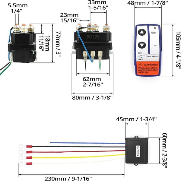 12V 250A Winch Remote Control Switch Winch Control Electromagnetic Relay Dual Remote Control Set Car Motorcycle Off-Road Vehicle