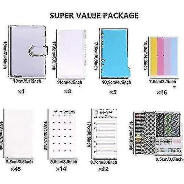 A6 Budget Binder with Zipper Pockets, PU Leather, Refillable, for Saving Money