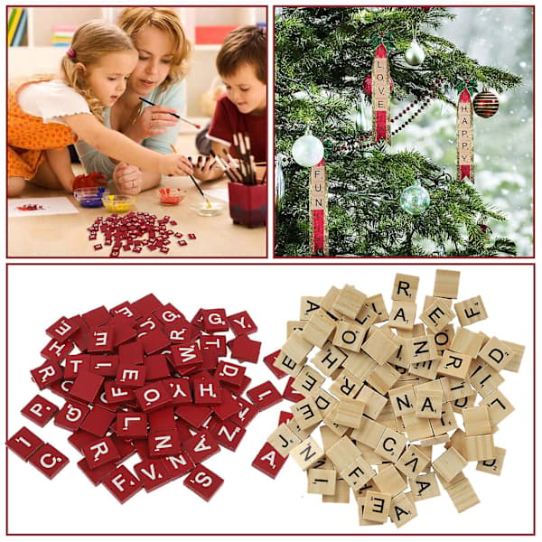 300 stk Trebokstaver for Scrabble - Erstatningsbrikker for Spill og Håndverk