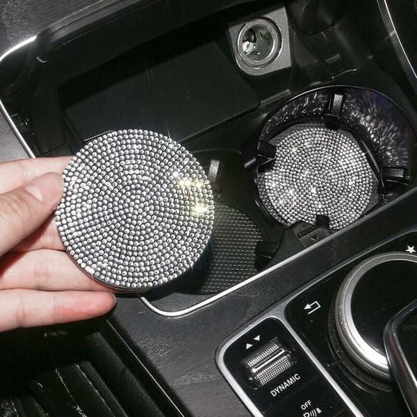4 stk. bildekorasjon, bilkoppholder, rhinestones coasters, biltilbehør interiør dekorasjon, bil coasters Longziming