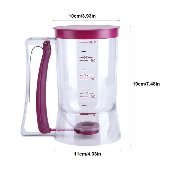 900ML Manual Batter Dispenser Cupcake Pancake Waffle Measuring Cup Kitchen Baking Tool