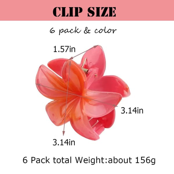 6-pack nya blomhårklämmor, starka klämmor för kvinnor