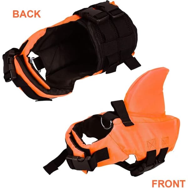 Hundeflydevest - Justerbar flydevest til kæledyr - Perfekt til svømning og til at holde din hund sikker i vandet (Orange, M)
