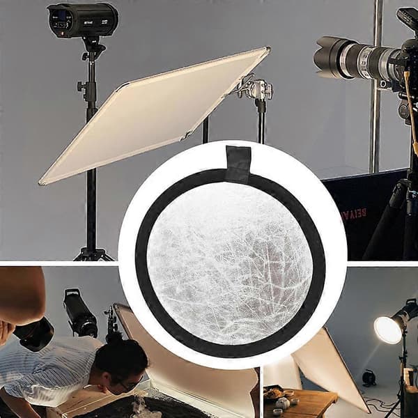 Reflekterende Skive 2-i-1 Sammenfoldelig Rund 30 cm Fotograferingslys Greb Fotoreflektor til Studie