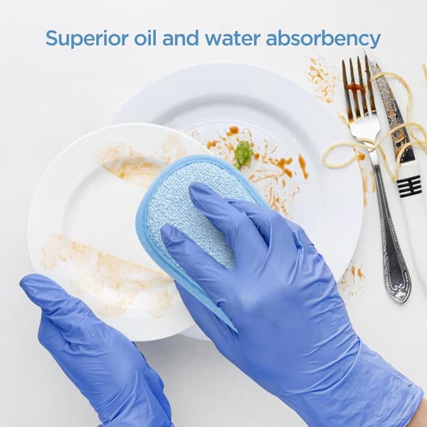 Double-sided microfiber sponge, 6 pieces, reusable washable for kitchen and bathroom
