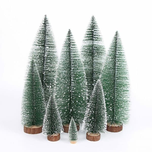 2 stk. miniature kunstigt juletræ med kunstig sneeffekt
