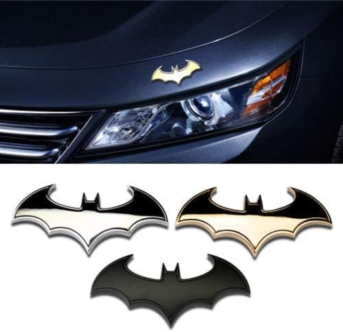 3-delt 3D-metallflaggermus-billogoer Batman-emblem bak