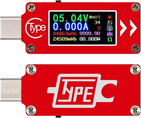 Typ-C Färg LCD USB Voltmeter Amperemeter Spänningsmätare Ström Mult