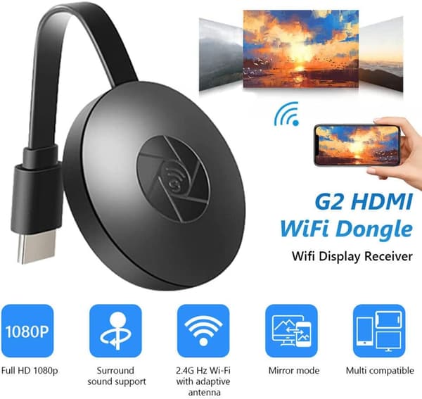 Trådlös Displayadapter, 1080P 2.4GHz för Android/IOS/Windows/Mac/Projektor