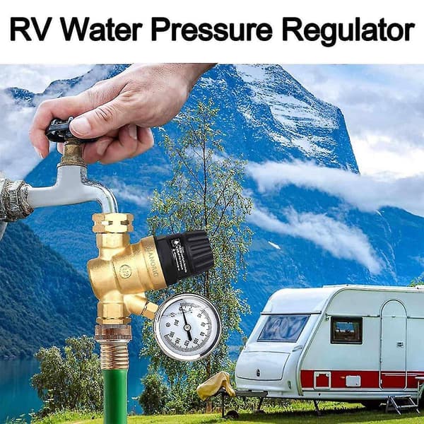 Vanntrykksregulator for campingvogn, justerbart håndtak, vanntrykksreduserer, vanntrykksregulatorventil