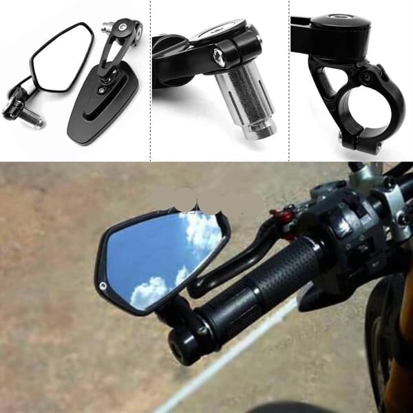 Et par motorcykelspejle - 7/8\" (22 mm) bakspejle til styr (sort)
